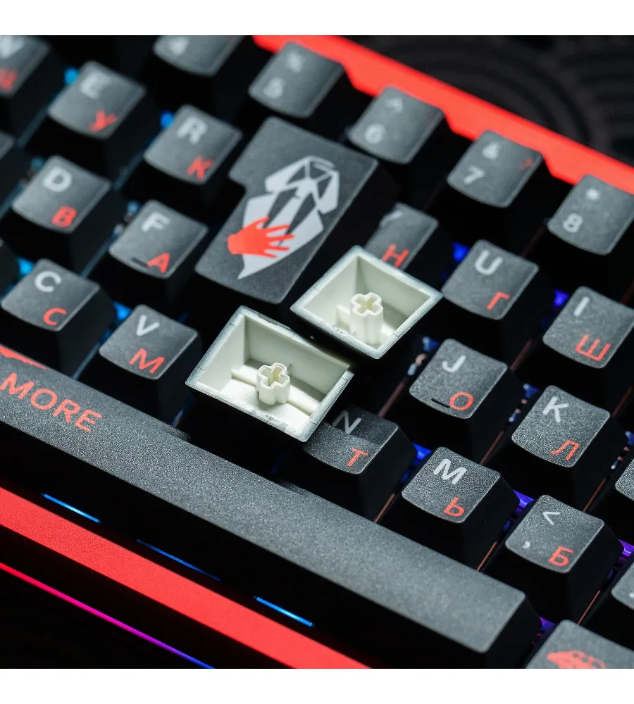 Keycap personality sublimation 143 keys full set of mechanical keyboard cap black and red Russian keycap classic black