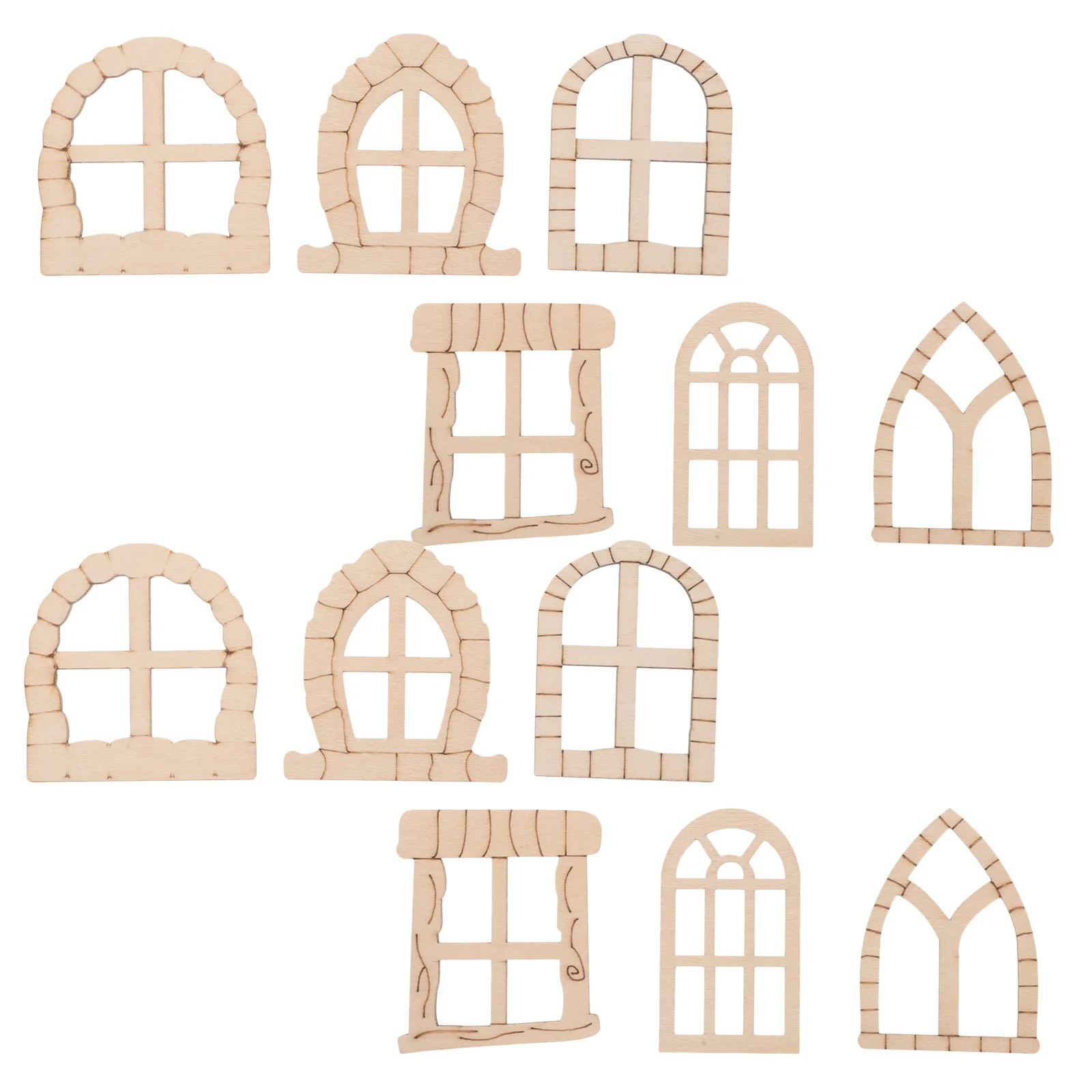 

25pcs Miniature Wooden Door Window Set Unfinished Diy Craft Garden Decoration Patio Balcony Ornament Mini House Accessory Wood