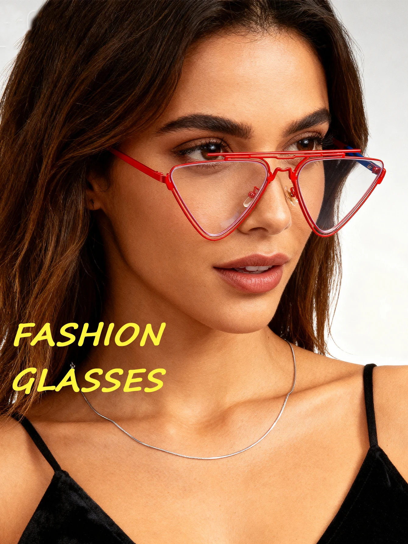 Trendy Hollow Triangle Frame Blue Light Blocking Glasses, Fashionable Unique Dual Beam Flat Lens Eyeglasses, Stylish Personalize