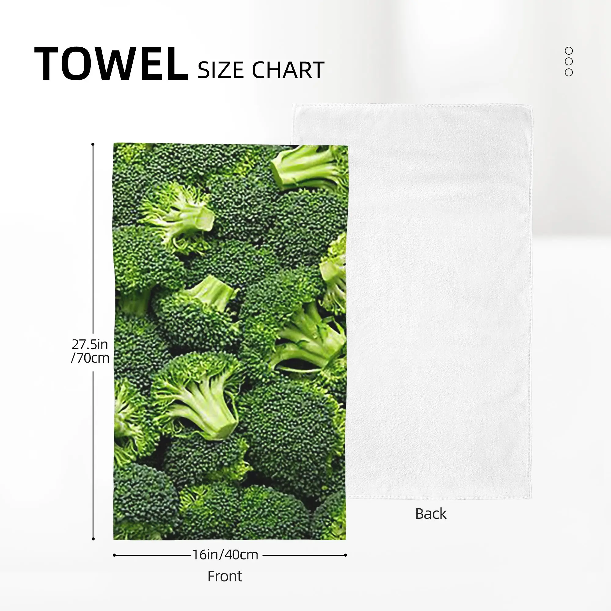 Custom Fresh Raw Broccoli Soft Face Towel Quick Dry Pool Bath Cotton Towels Breathable