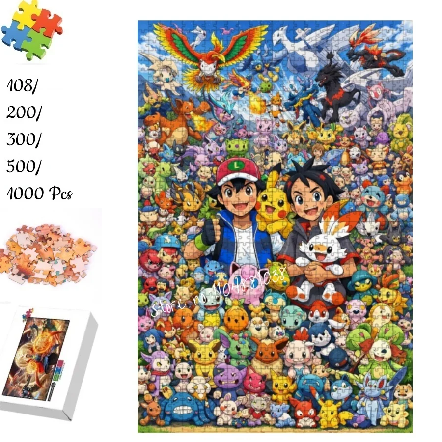 

Аниме-пазл с изображением всех персонажей Покемонов: Эш Кетчум, Гох, Пикачу, Скорбанни, легендарные персонажи, развивающая игрушка для детей и взрослых, подарок