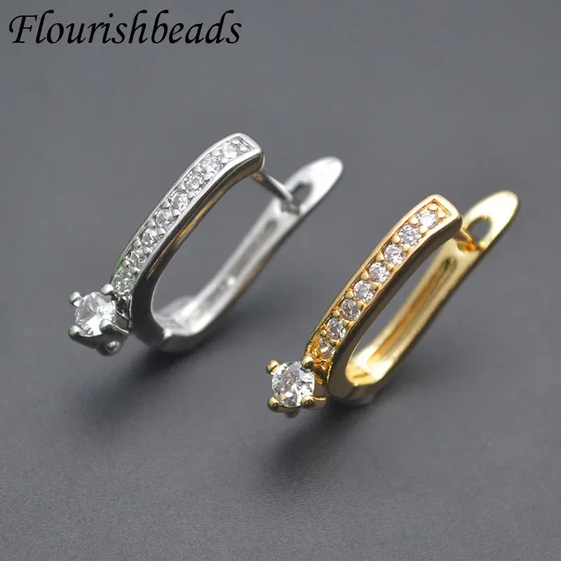 Jewelry Findings Needlework Material Handmade Paved CZ Beads Earring Hooks Earwire Accessories for DIY Jewelry Making 30pcs/lot