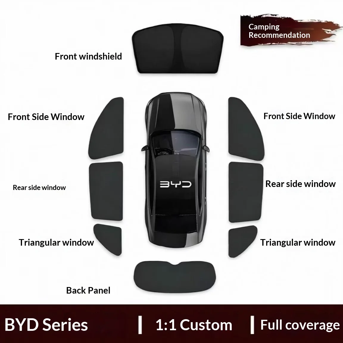 Для BYD Sealion 6 Seal U Dmi EV 2026 Премиум-магнитный солнцезащитный экран для автомобильных окон, блокирующий УФ-излучение и обеспечивающий теплоизоляцию.