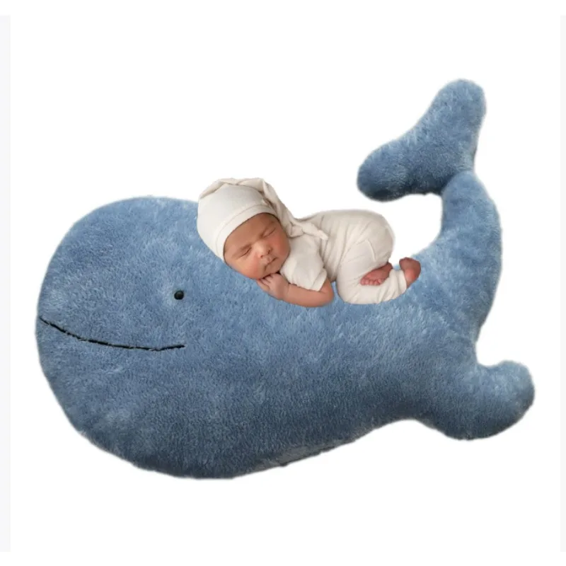 赤ちゃんの写真撮影用小道具-クジラの枕-新生児用の柔らかい海洋動物のポーズ補助具-写真撮影のポジショニング補助具-0-3ヶ月