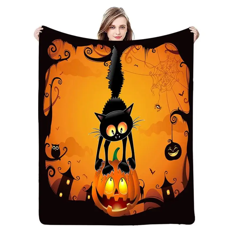 Halloween Plush Blanket 39 X 59 Inch Chair Blanket Cozy Warm Fleece Blanket Halloween Decoration For Couch Bed Sofa