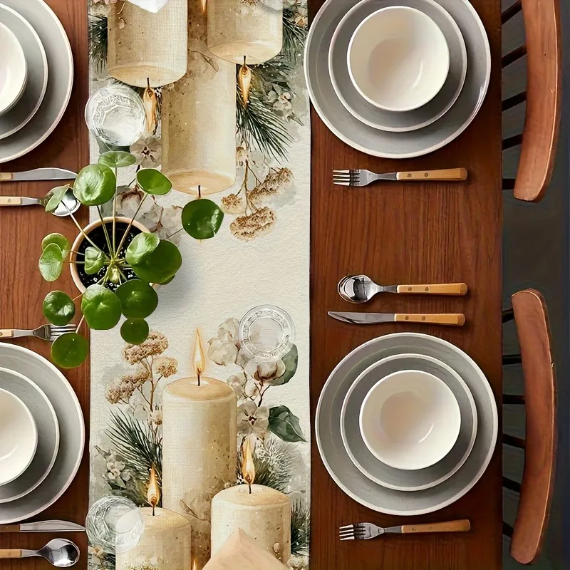 Candles And Gingerbread Man Autumn Table Decoration Holiday Restaurant Decoration Warm Farmhouse Table Decoration