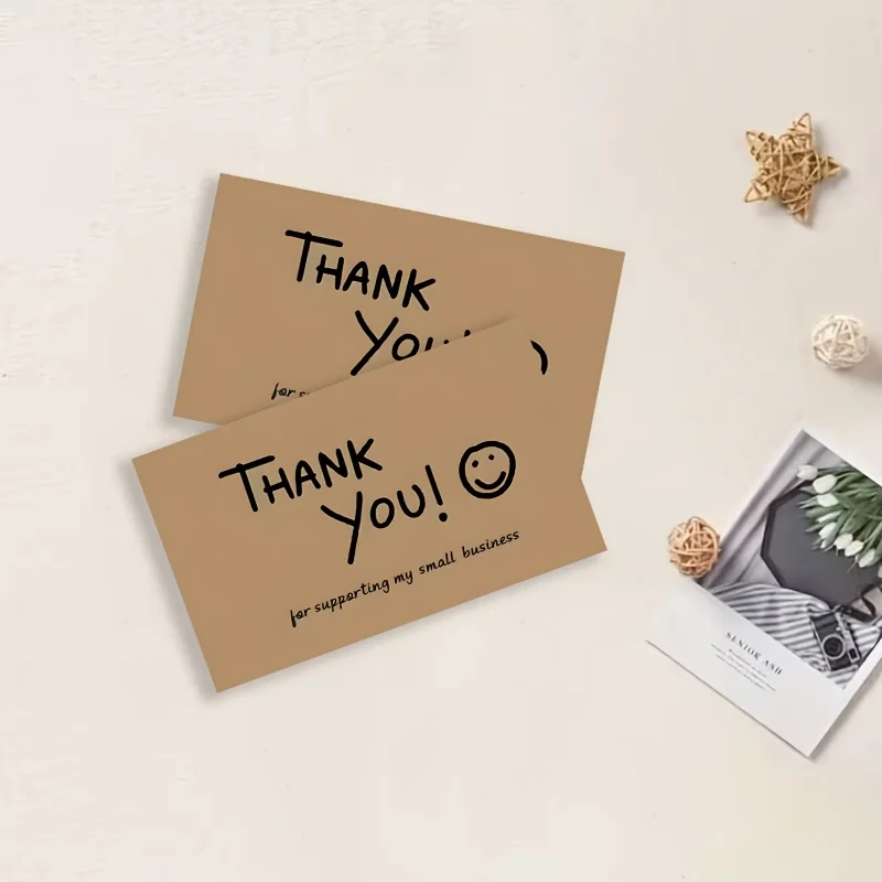 50PCS Thank-you Cards, Gift Wrapping Cards, Suitable for Weddings, Business Events, Business Notes and Other Occasions