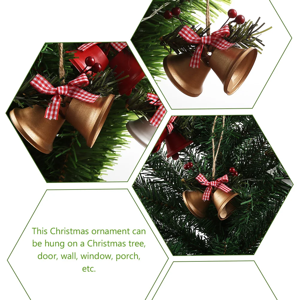 

6Pcs Christmas Bells Hanging Ornaments Vintage Christmas Decorations Indoor Xmas Tree Decor Home Holiday Party Decor