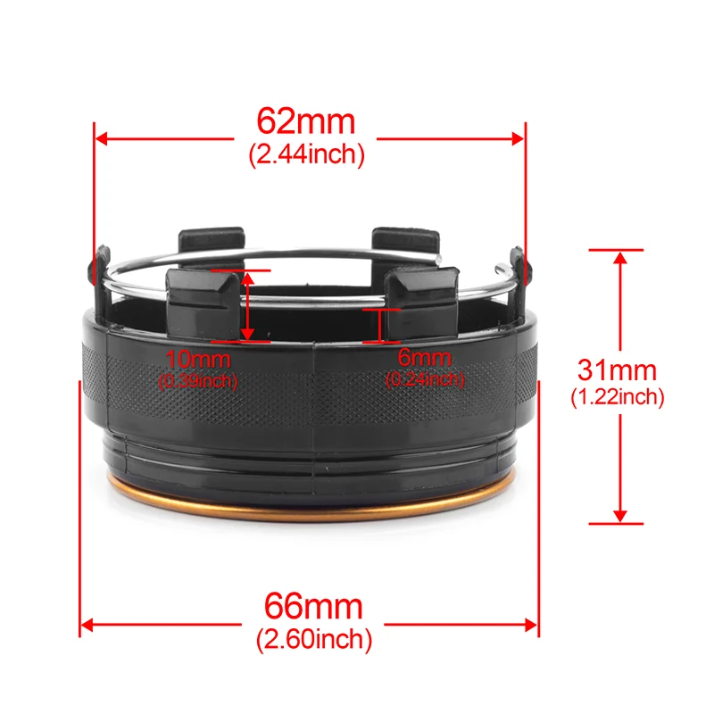 4pcs  66mm/2.6in 62mm/2.44in Center Cap Cover Wheel Hub  for TE37 Time Attack Enkei RPF1 XXR 530/557 ZE40 Vehicles Black/ Gold