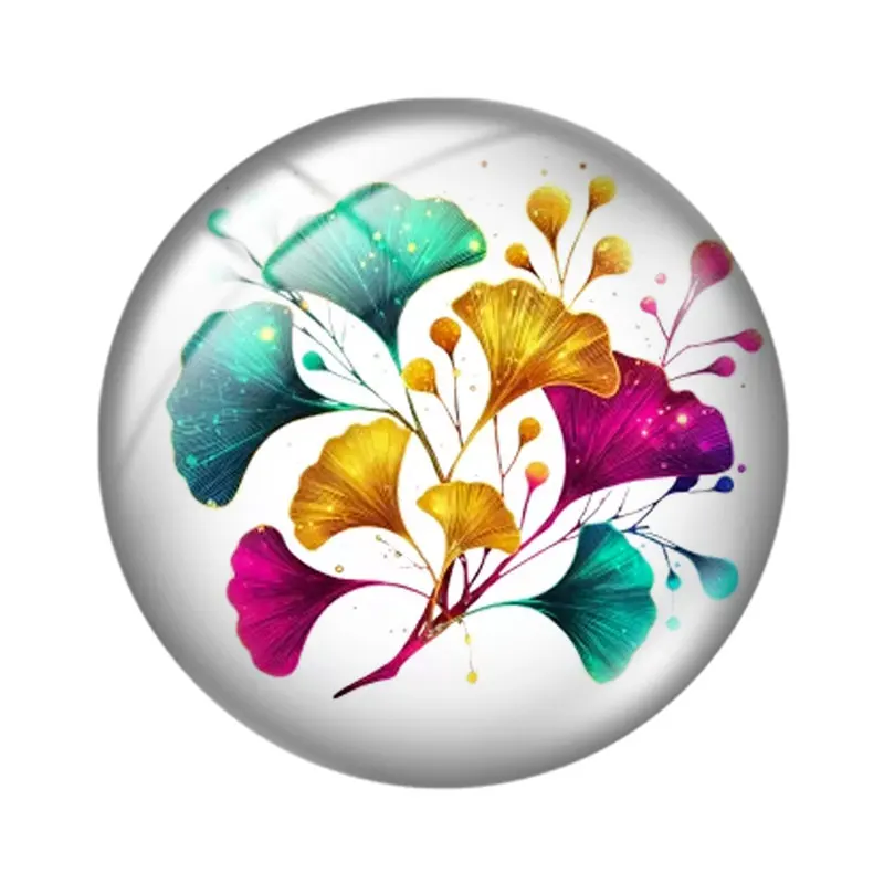 Golden Ginkgo 12/18/20/25mm glass cabochon  bracelet pendant rings for jewelry demo earrings back Making findings