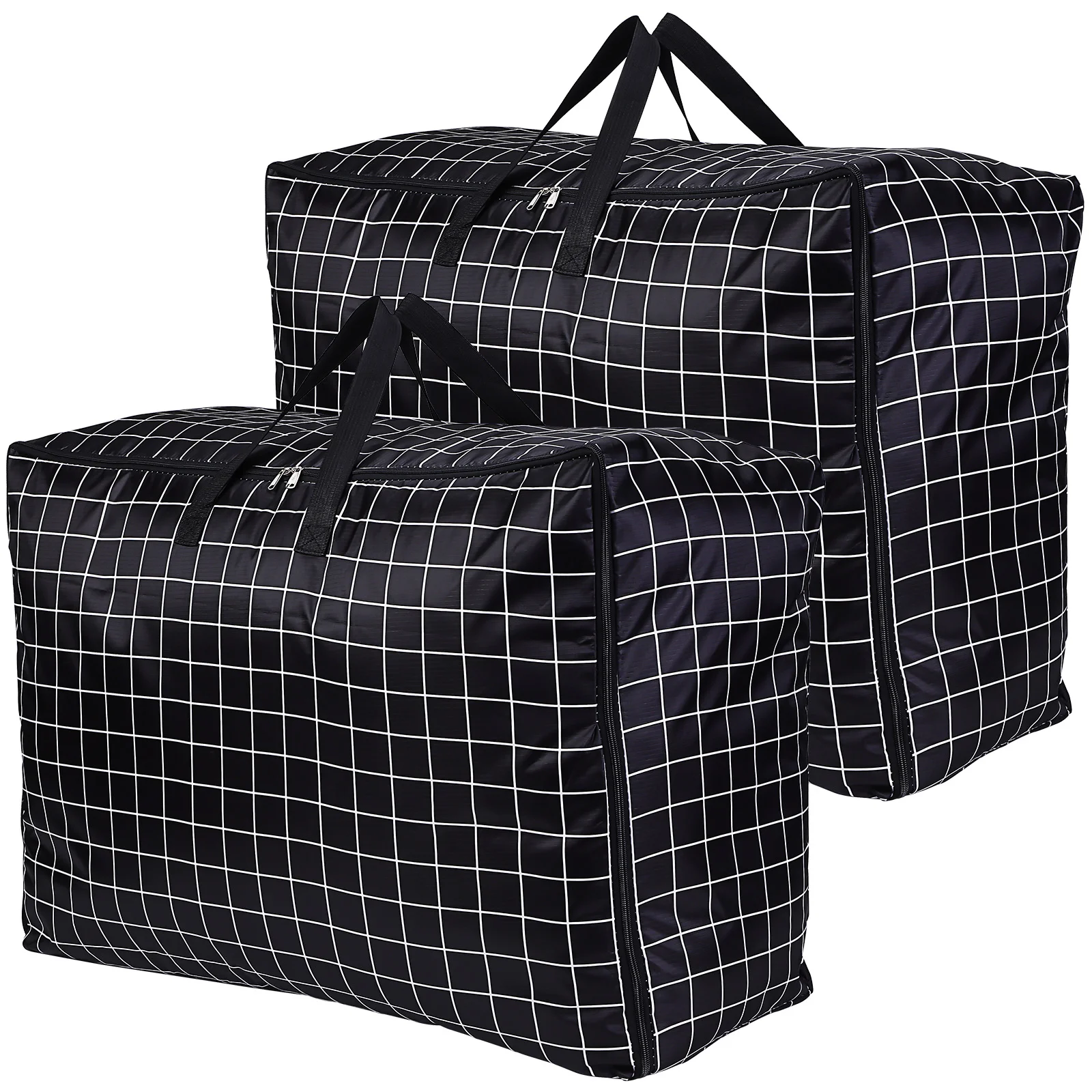 Sacs de rangement robustes en tissu Oxford, 2 pièces, 75x50x30cm, sac mobile de grande capacité à rayures noires et blanches pour couvertures, vêtements de literie