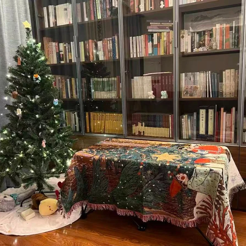 نسيج عيد الميلاد الغابات الخضراء عيد الميلاد نسيج الديكور الصنوبر المناظر الطبيعية جدار السجاد الديكور مناسبة للمنزل