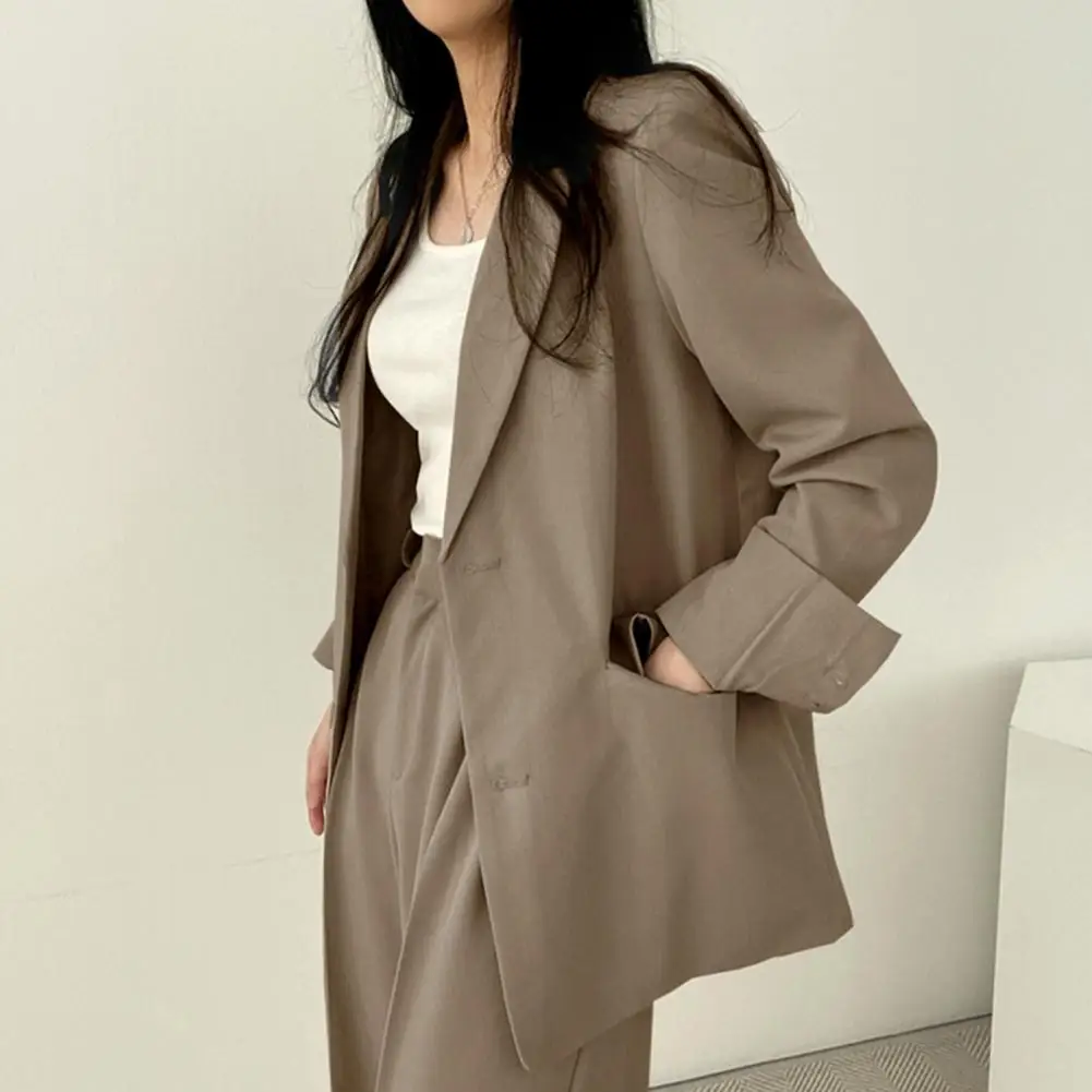 Women Work Office Blazer Women Jackets Coats Lapel Solid Color Loose Fit Casual Blazer Workwear Spring Autumn Suit Coat