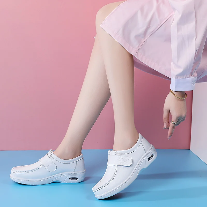 STleargSHEN-Chaussures Blanches Décontractées à Semelles Compensées pour Femme, Souples, Respirantes, Confortables et Ajourées, pour le Travail