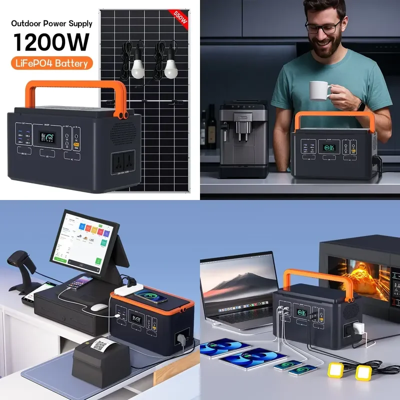Portable Power Station 600W 1200W LiFePO4 Power Supply with Overpower Protection and Intelligent Display Screen for Outdoor