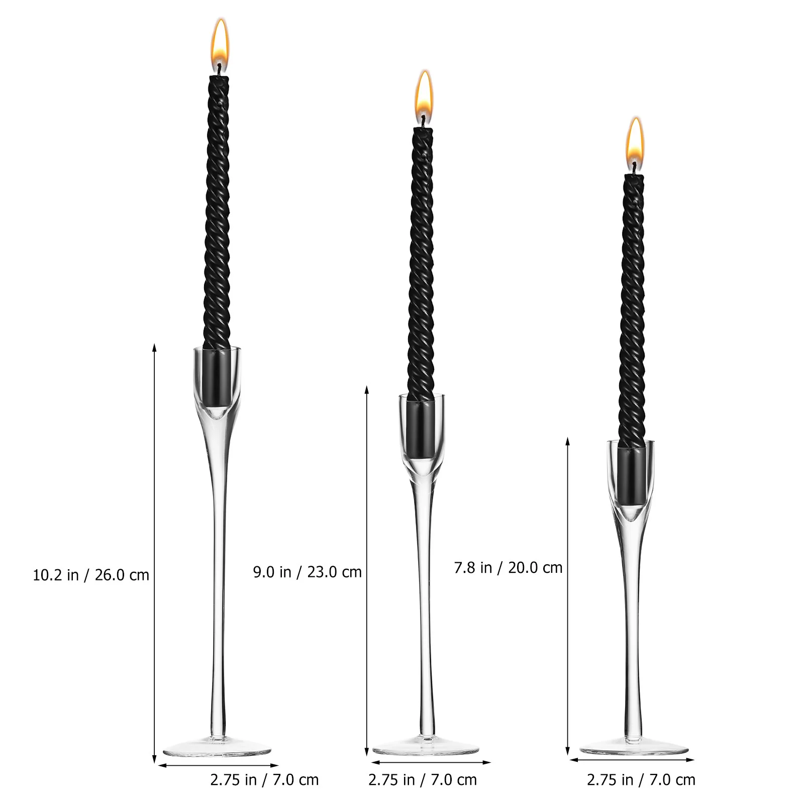 

3Pcs Glass Holders Clear Tall Elegant Design Wedding Party Table Centerpiece Holder Candlestick Holder