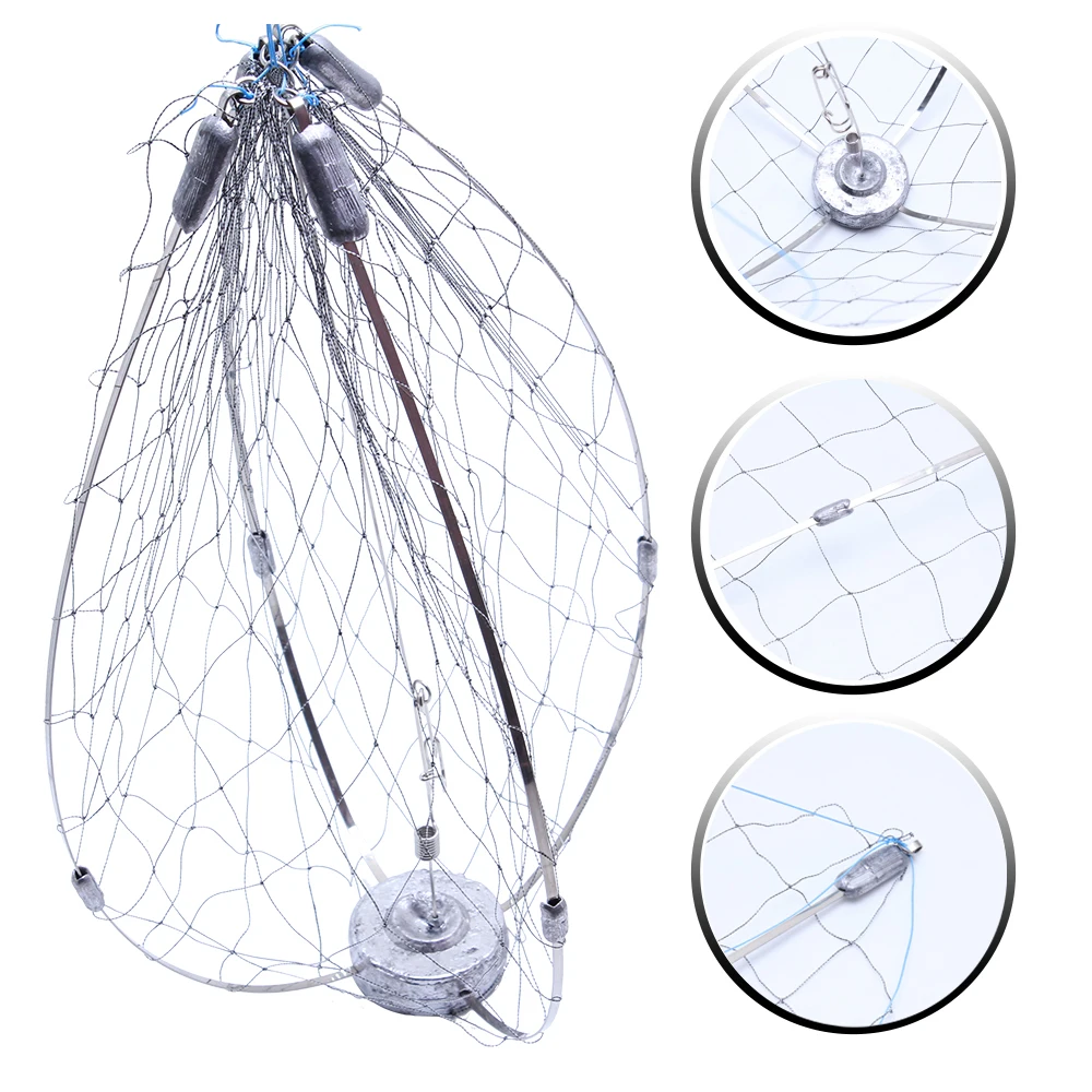 1 pc stainless steel shrinkage crab cage for sea fishing, weighted with built-in spring, high sensitivity fishing tool