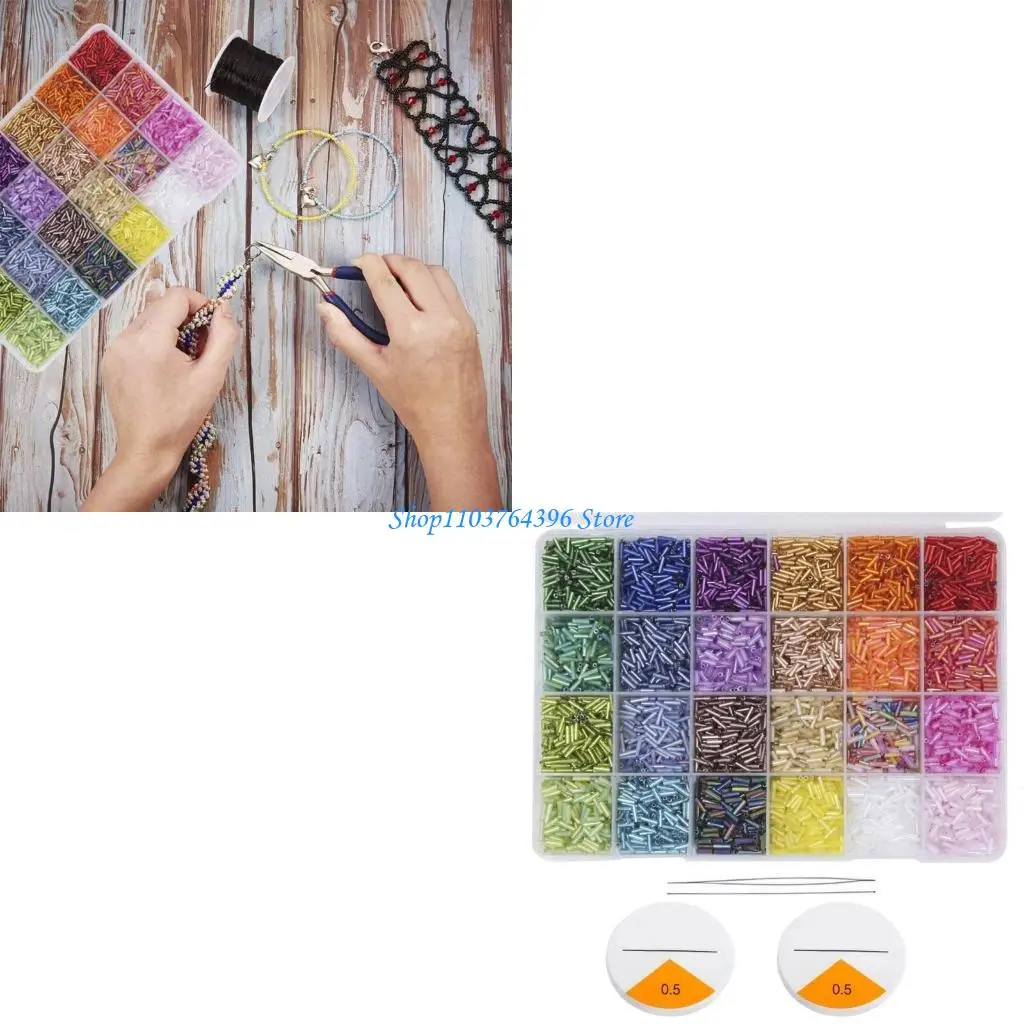 

Sturdy Glass Bead Set 7mm Tubes for Necklace Bracelet Making Supplies
