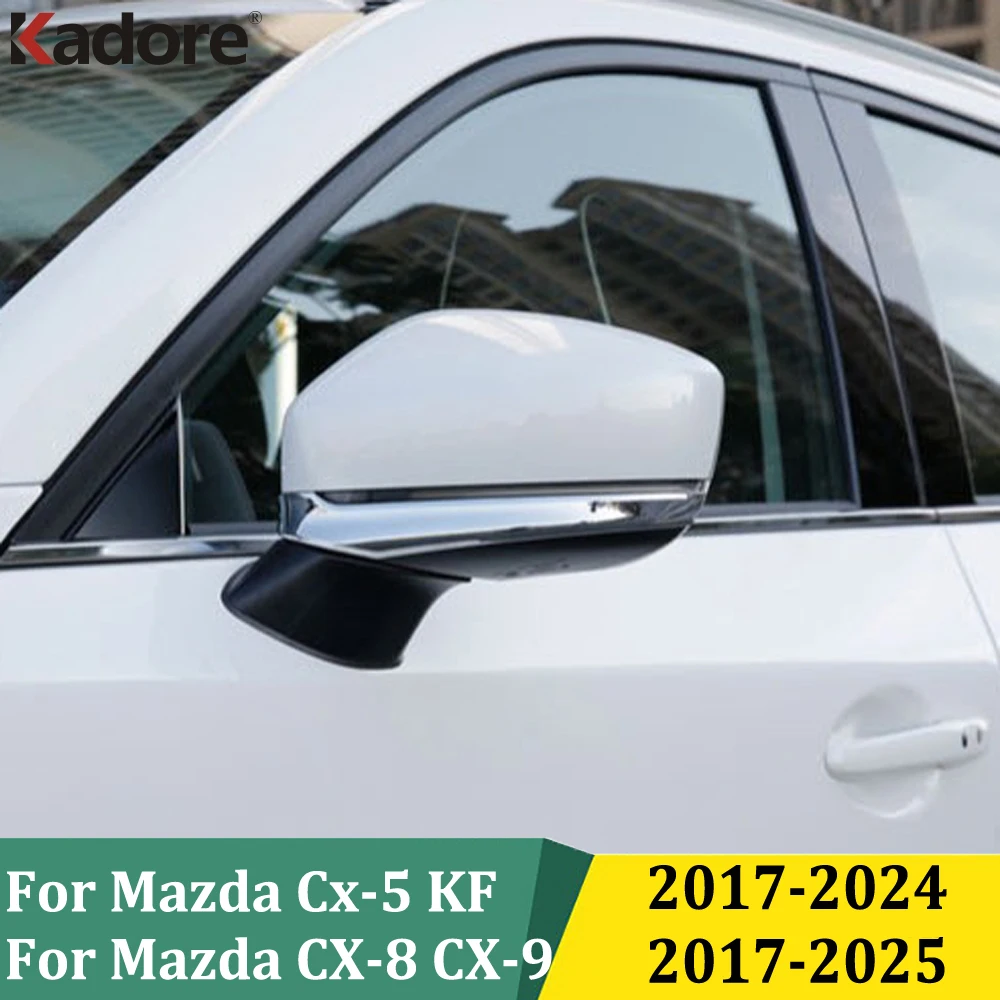 

For Mazda CX-5 KF 2017-2024 & CX-8 CX-9 2017-2025 Rearview Mirror Strip Cover Trim Decorate Frame Moulding Car Accessories