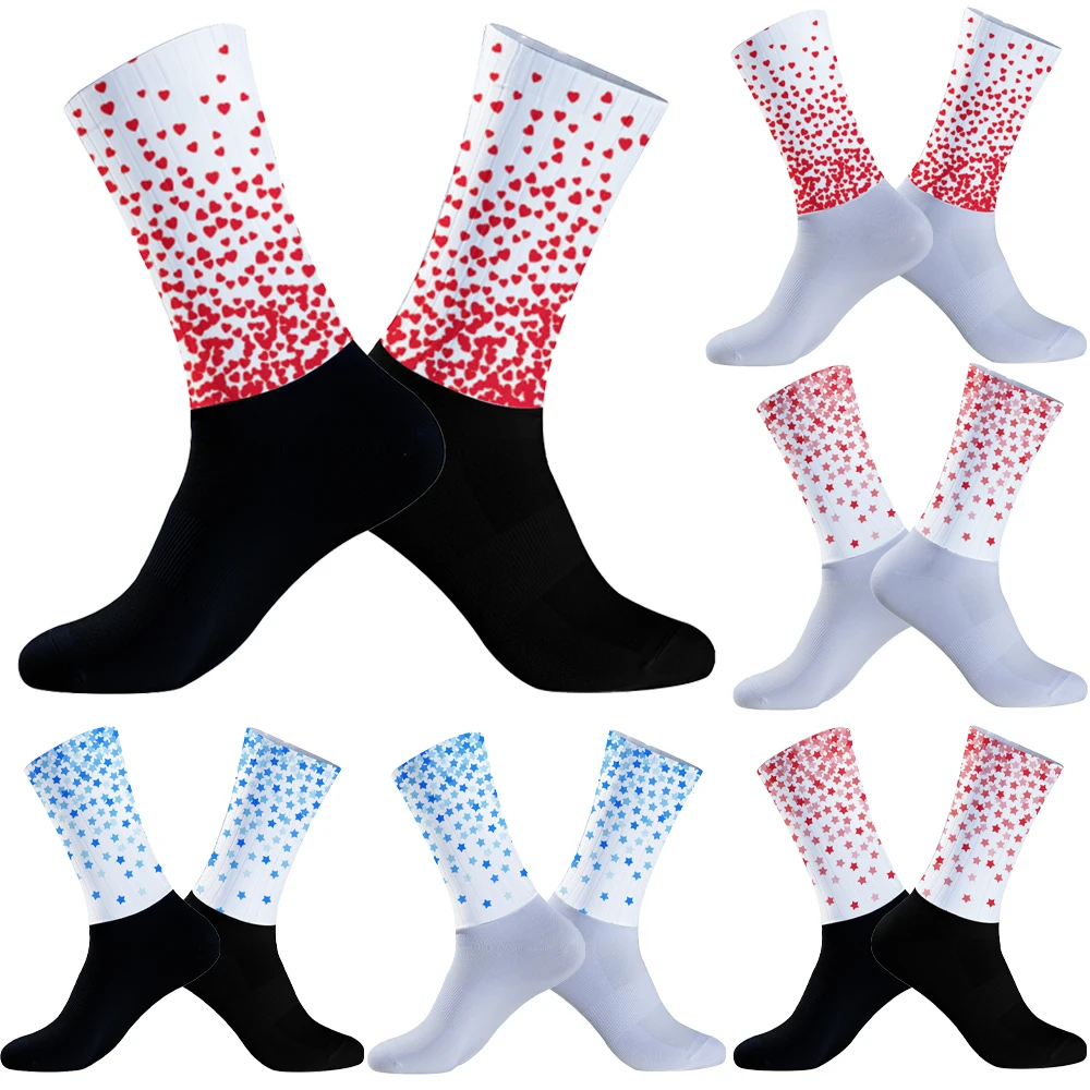 Chaussettes de cyclisme professionnelles respirantes pour hommes et femmes, chaussettes de vélo de route, sports de plein air, course, compression, cyclisme, 1 paire