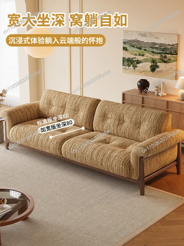 

French retro Yunye fabric sofa, antique small apartment in the living room, sub-cotton and linen sofa