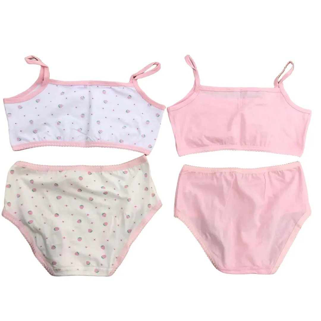 Mädchen-BH-Boxershorts-Set, niedliche Blumen-Erdbeer-Drucke, Teenager-Unterwäsche, Größe 130–160, große Mädchen-Unterwäsche, BH-Höschen-Set – Detail 12