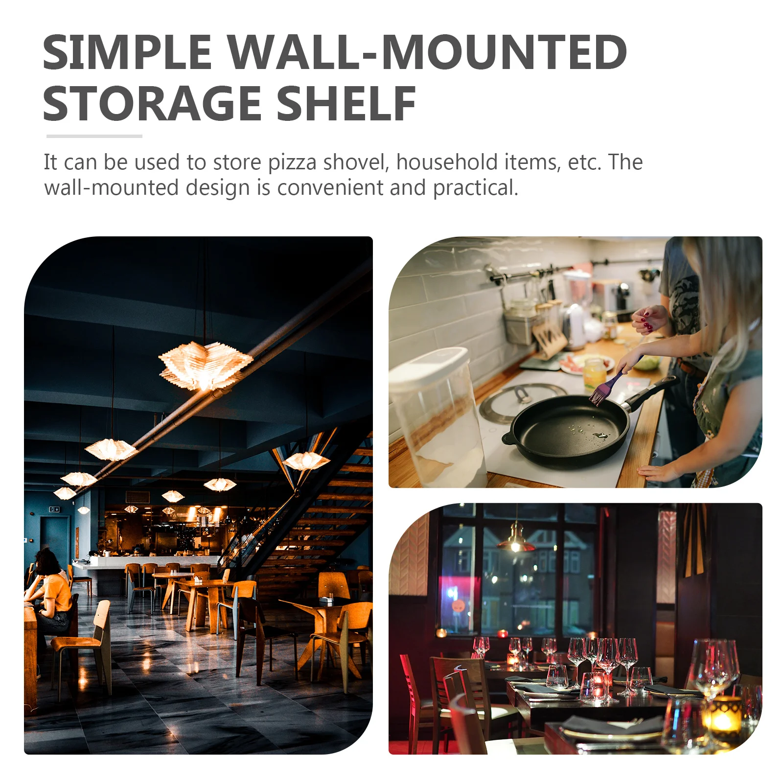 

Wall-Mounted Stainless Steel Storage Rack For Pizza Shovel Holder Kitchen Home Decor Hanging Shelf Sundries Organizer Wall Mount