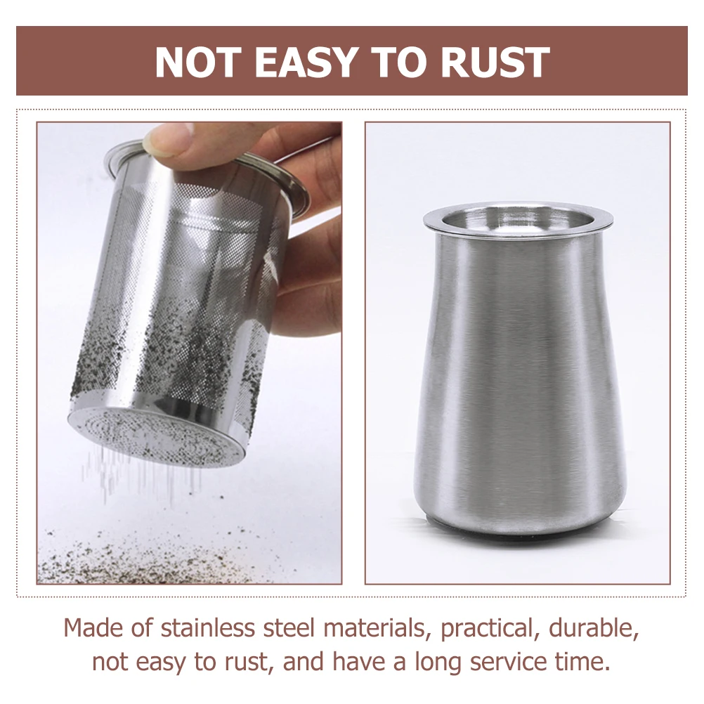 

Stainless Powder Sifter Fine Mesh Filter Cup Dust Proof Lid Easy Clean Durable 304 Non Slip Base Silver Kitchen Bar