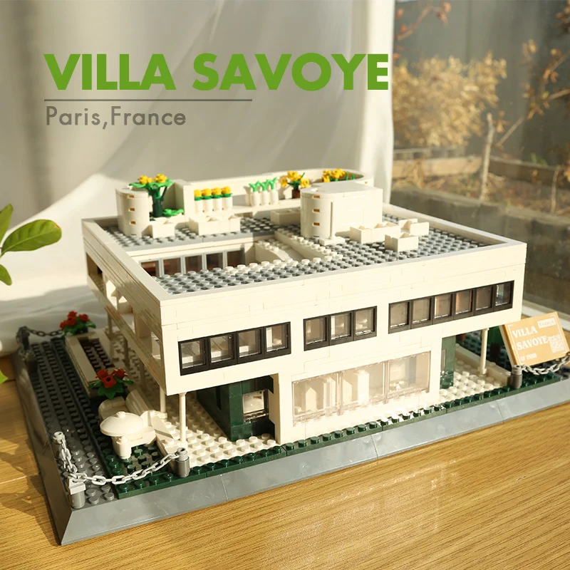 1226PCS Villa Savoye Of Paris France Building Blocks World Famous Architecture Bricks Home Decoration Toys Gifts For Children