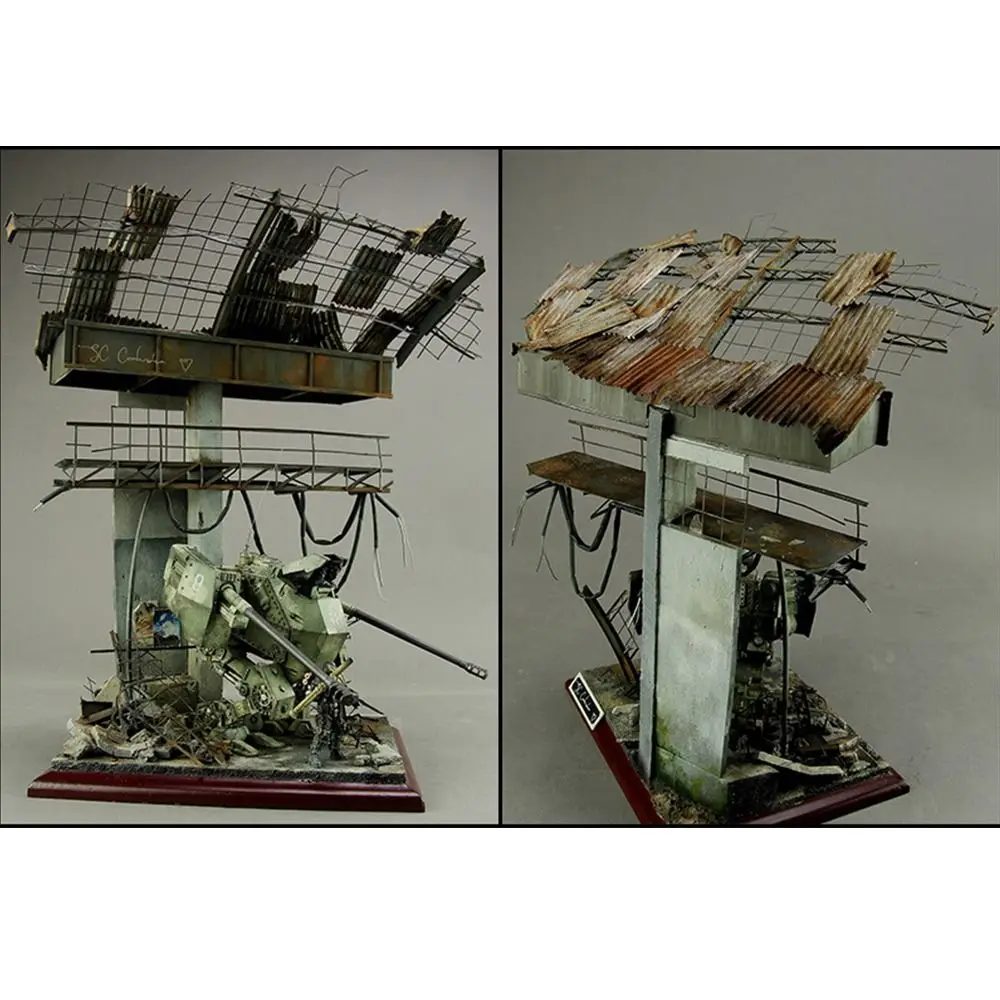 8PCS Material Building Making Sand Table Wargame Scenery Steel Shed Scene Model Miniature Corrugated 1/35 Scale Tile