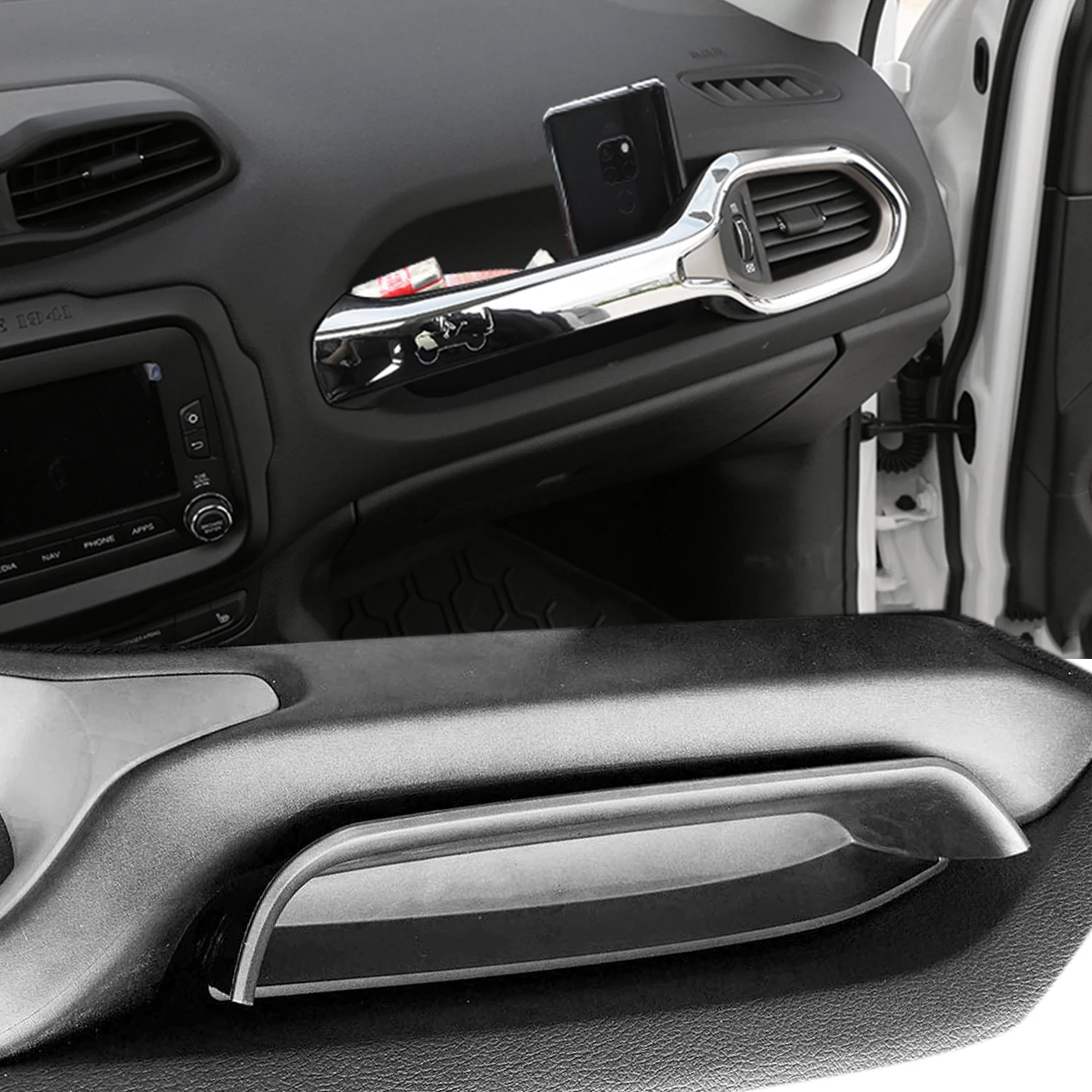 Front Passenger Grab Handle Storage Box Tray for Jeep Renegade 2015-2023 Organizer Stowing Tidying ABS Interior Car Accessories