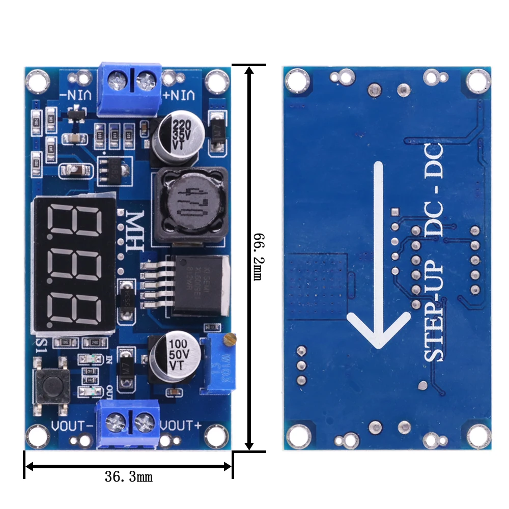 DC-DC 4A XL6009 Digital Boost Step Up Power Supply Module Adjustable 4.5-32V to 5-35V Boost Voltage Regulator With LED Voltmeter