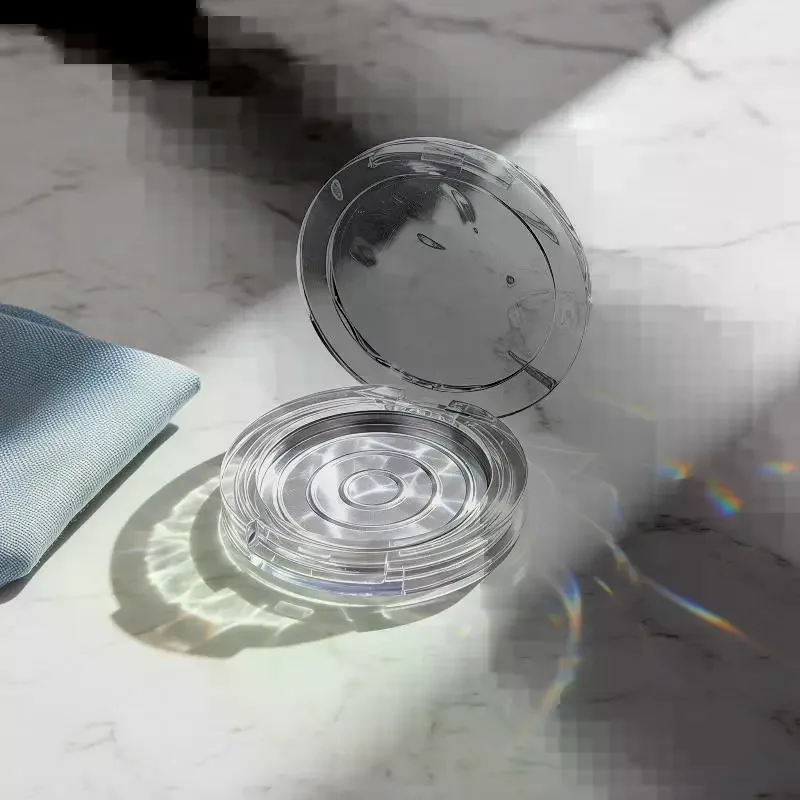 Portable Clear Wavy Blush Box for Makeup Enthusiasts with Empty Powder Lipstick and Concealer Slot