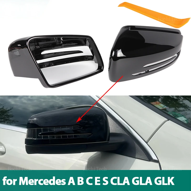 ABS 2x Mirror Cover For Mercedes Benz W176 W246 W212 W204 C117 X156 X204 W221 C218 A B C E S CLA GLA GLK Class