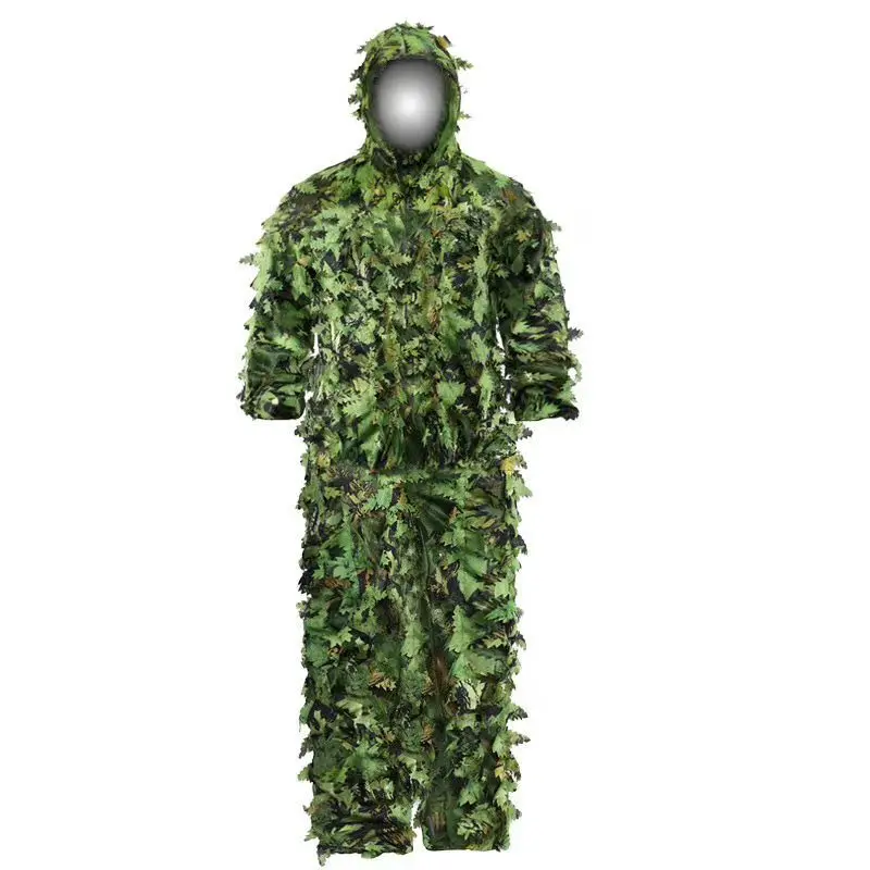 New-Sticky Flower Bionic Leaves Camouflage Suit Hunting Ghillie Suit Woodland Camouflage Universal Camo Set