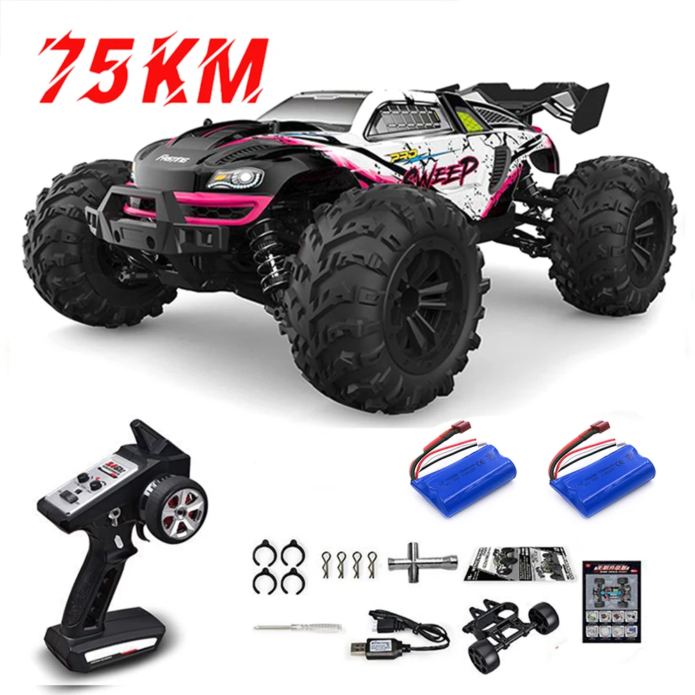 1:16 LED 리모컨 자동차, 고속 드리프트 몬스터 트럭, Wltoys 144001 장난감, 75 km/h 또는 50 km/h 4WD RC 자동차