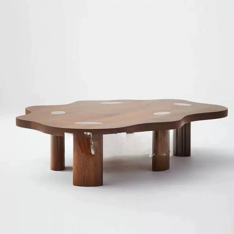 Medieval retro creative living room cloud coffee table designer personality irregular special-shaped solid wood tea table fash