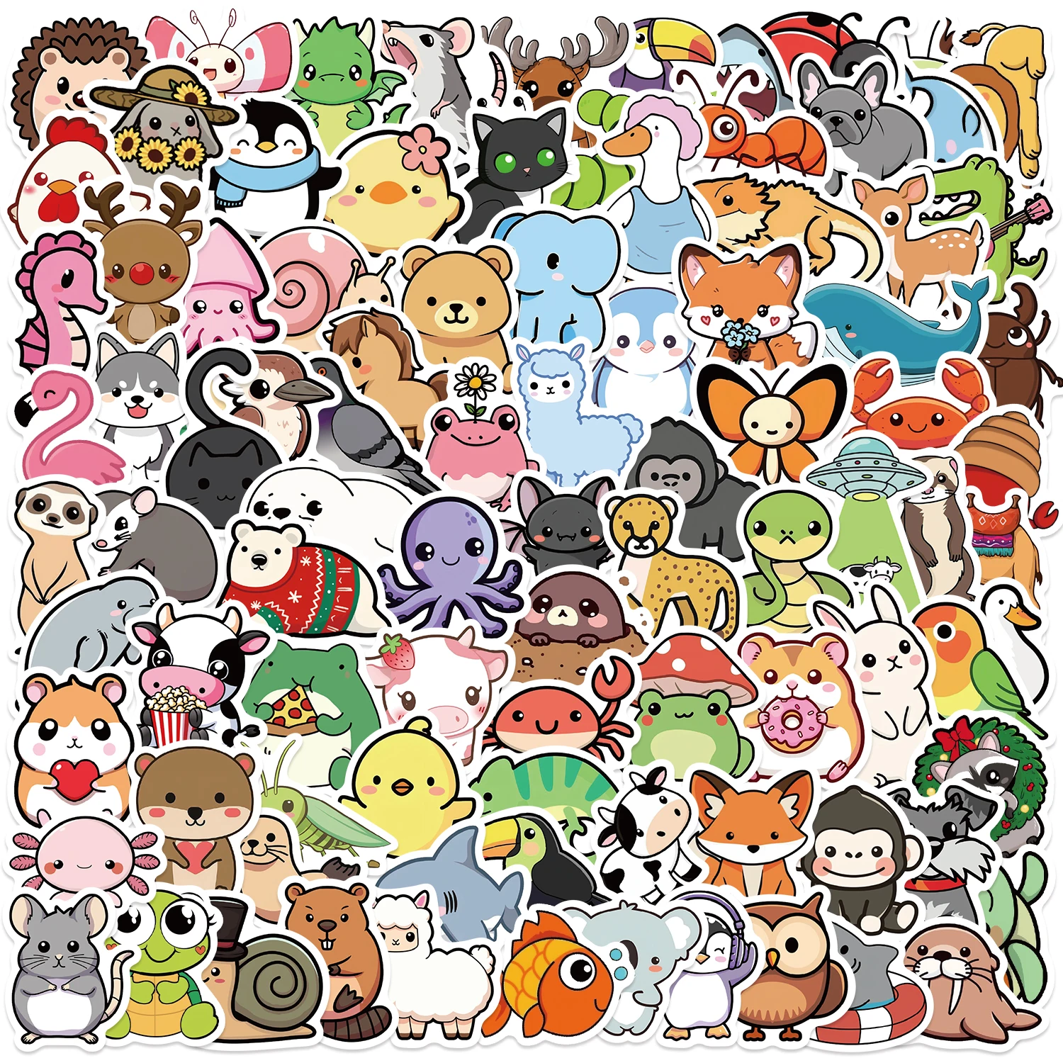 

10-100 шт. милых смешанных наклеек с животными в стиле граффити для ноутбуков, телефонов, гитар, блокнотов, чемоданов, кружек, водонепроницаемые мультяшные стикеры, детские игрушки