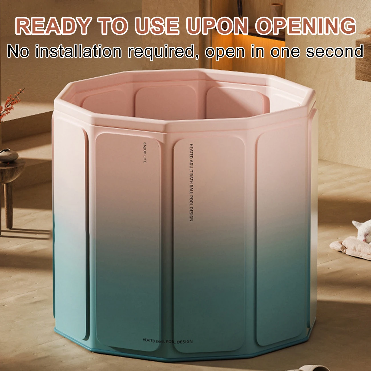 1PC  Portable Adult Foldable Bathtub Freestanding Bath Soaking Tub Family SPA Collapsible Bath Bucket Orange Modern PVC