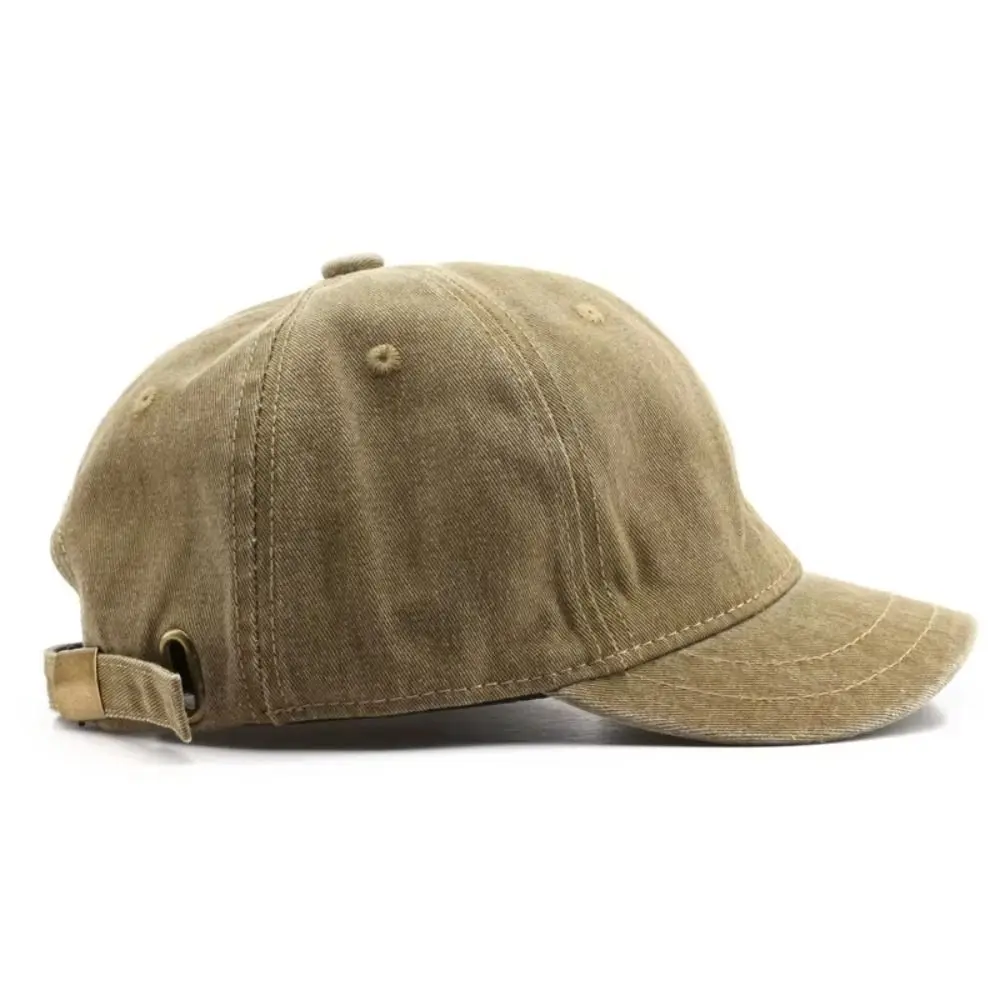 

Solid Color Short Brim Baseball Cap Adjustable Washed Cotton Trucker Style Dad Hat Snapback Cap Sunscreen Peaked Hat Girl