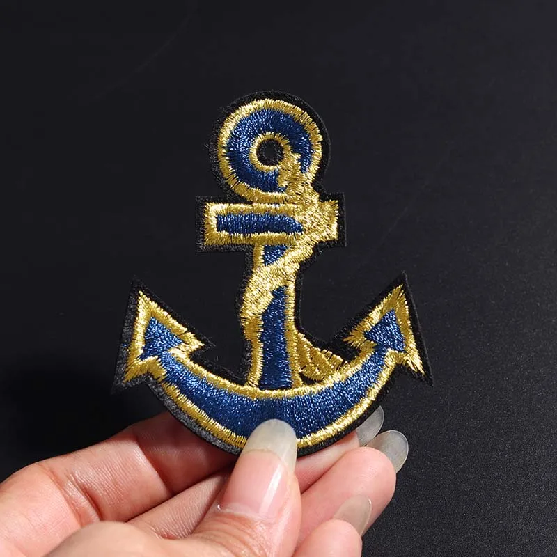 Punk Blue anchor size: 6.9 * 5.7CM Clothes Patches wholesale For Clothing Embroidered Applique DIY Decoration Patches 