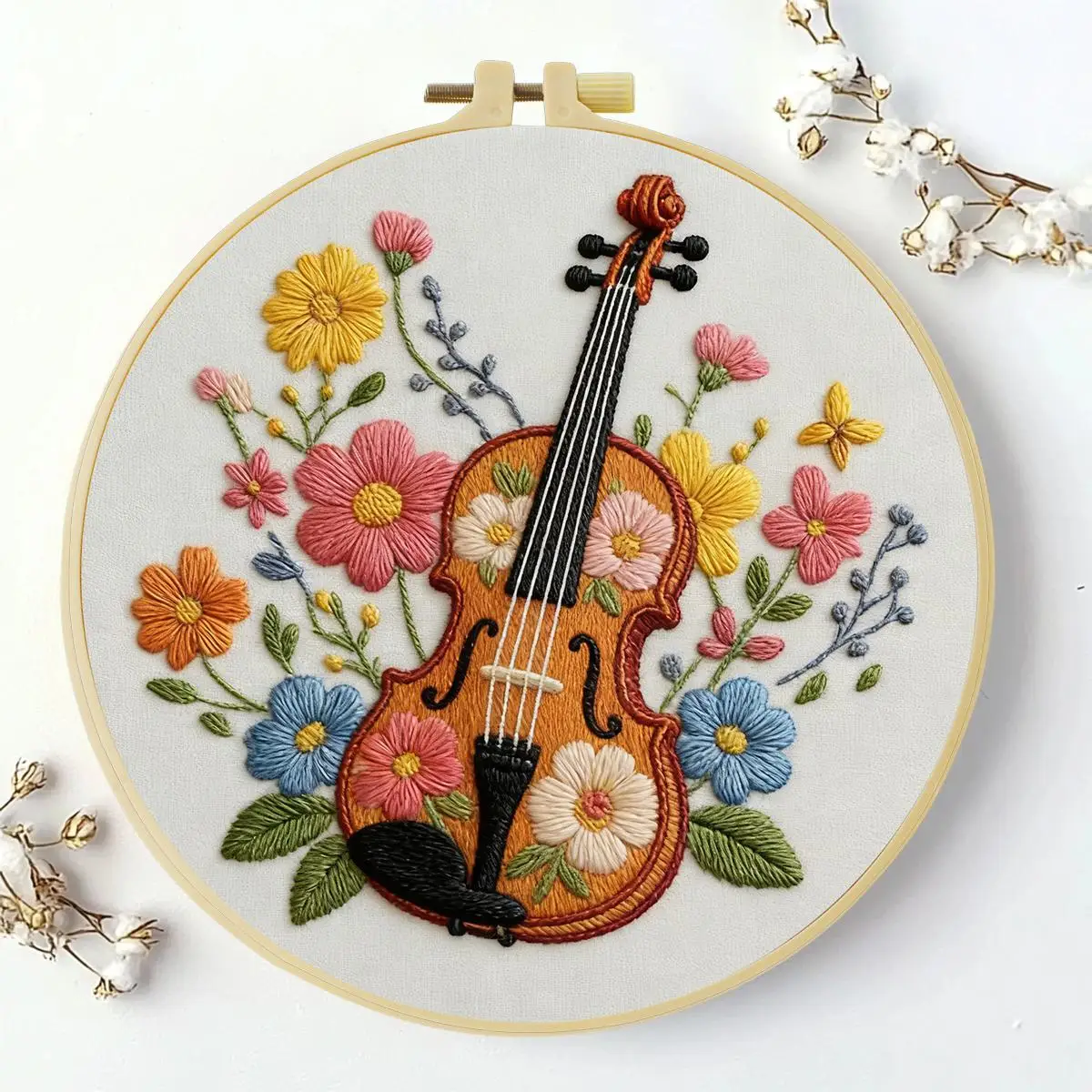 1 Stück 20X20CM/15X15CM 7,87/6,3 Zoll Gitarren-Stickerei-Starter-Kit DIY-Kit DIY-Stickerei-Set Handarbeiten Heimdekoration – Detail 2