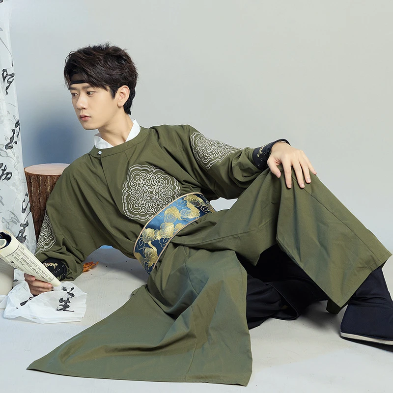 

Chinese Traditional Men Robe Tang Dynasty Swordsman Dance Costume Ancient Hanfu Dress Ancient Male Kimono Tang Suit Large Size