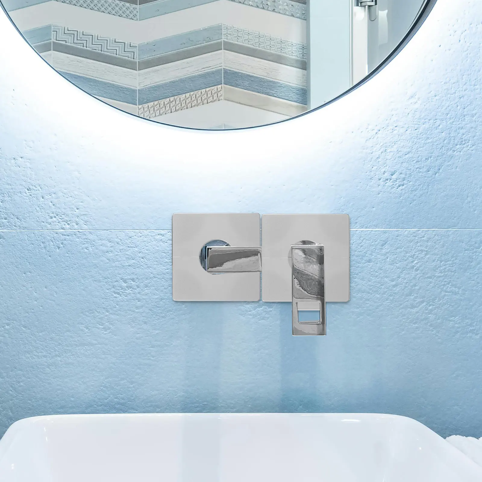 4Pcs Square Bathroom Faucet Cover Set Decorative Wall Pipe Hole Covers Self-Adhesive Plastic Escutcheons for Shower Sink Toilet