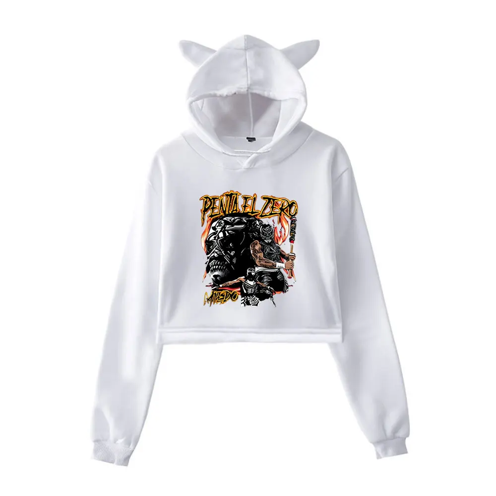 Penta El Zero Miedo Merch Vintage 90s Streetwear logo Hoodie Hoodies Sweatshirts for Girls Cat Ear Crop Fashion Sports Pullover