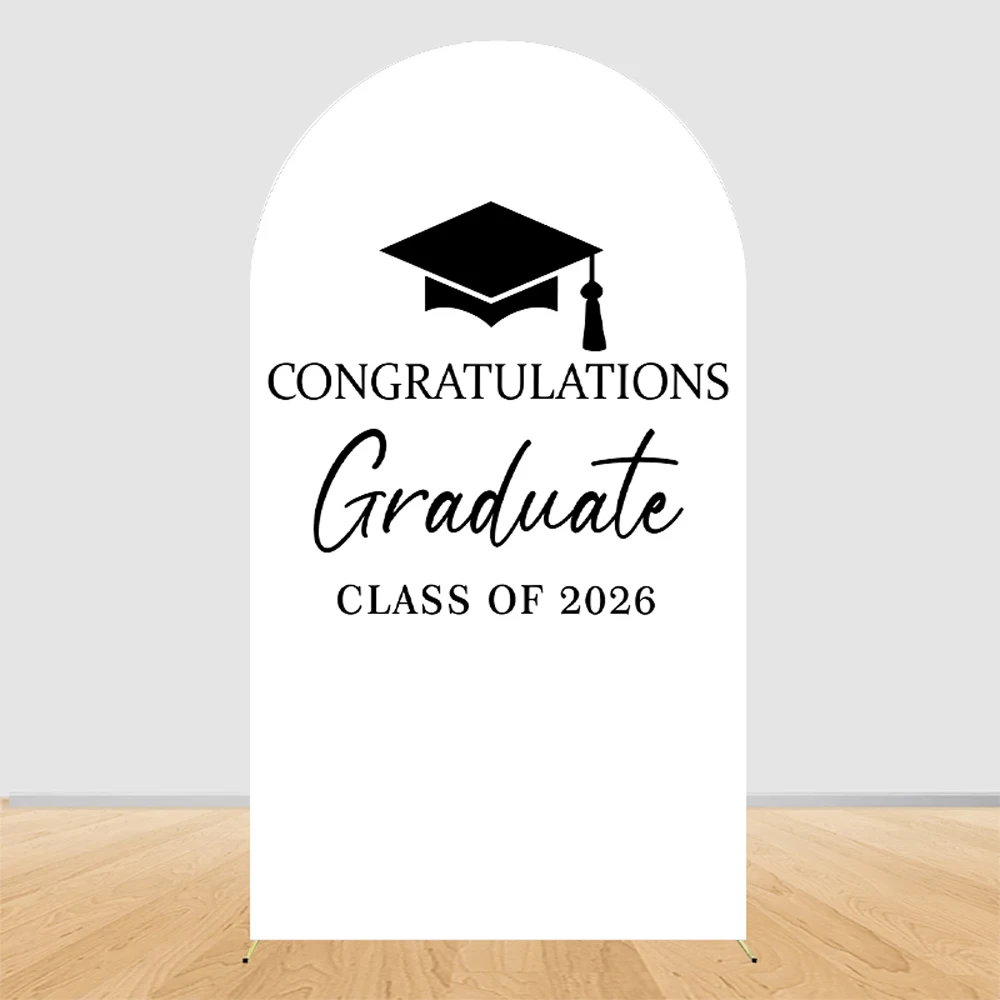 Graduation Arch Backdrop Cover 2026 Black Gold Girl Boy Congrats Grad Graduate Prom Party Arched Photography Background Decor view 2