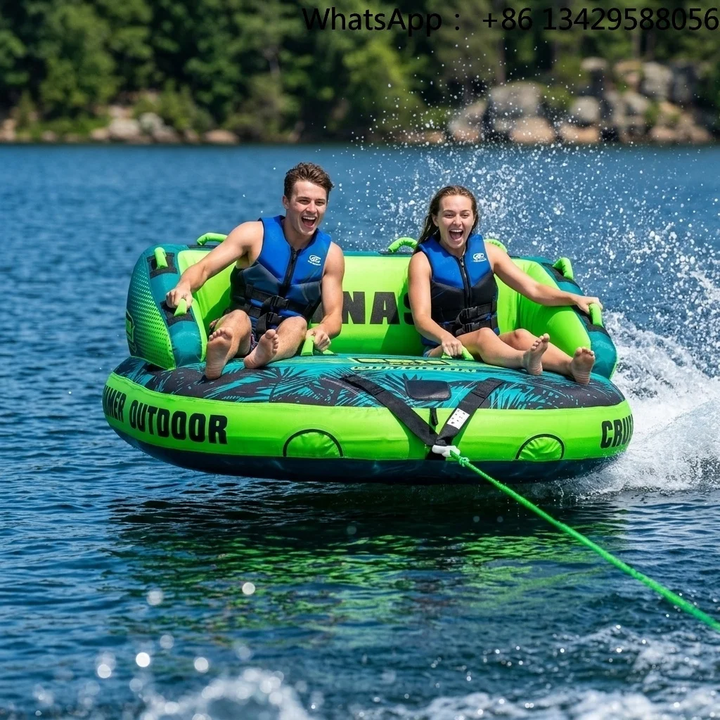 Hot Selling Inflatable Boat Tube 3 Person Rider Rope Bundle Towable Tube for Boating Water Sports