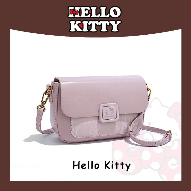 New Kawaii Hellokitty Women's Bag Pink Shoulder Bag Crossbody Niche Texture Cartoon Lock Underarm Bag Birthday Gift for Friend