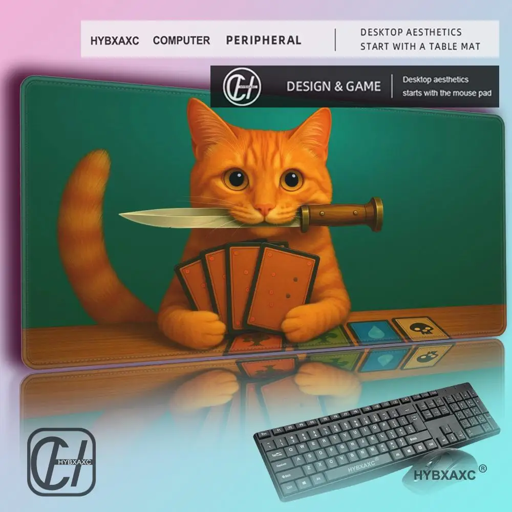 Game Card Kitten Magic Party Play Mat Durable Rubber for MTG&TCG Games Mouse Pad Offices Desk Mats Party Friendly Design HYBXAXC