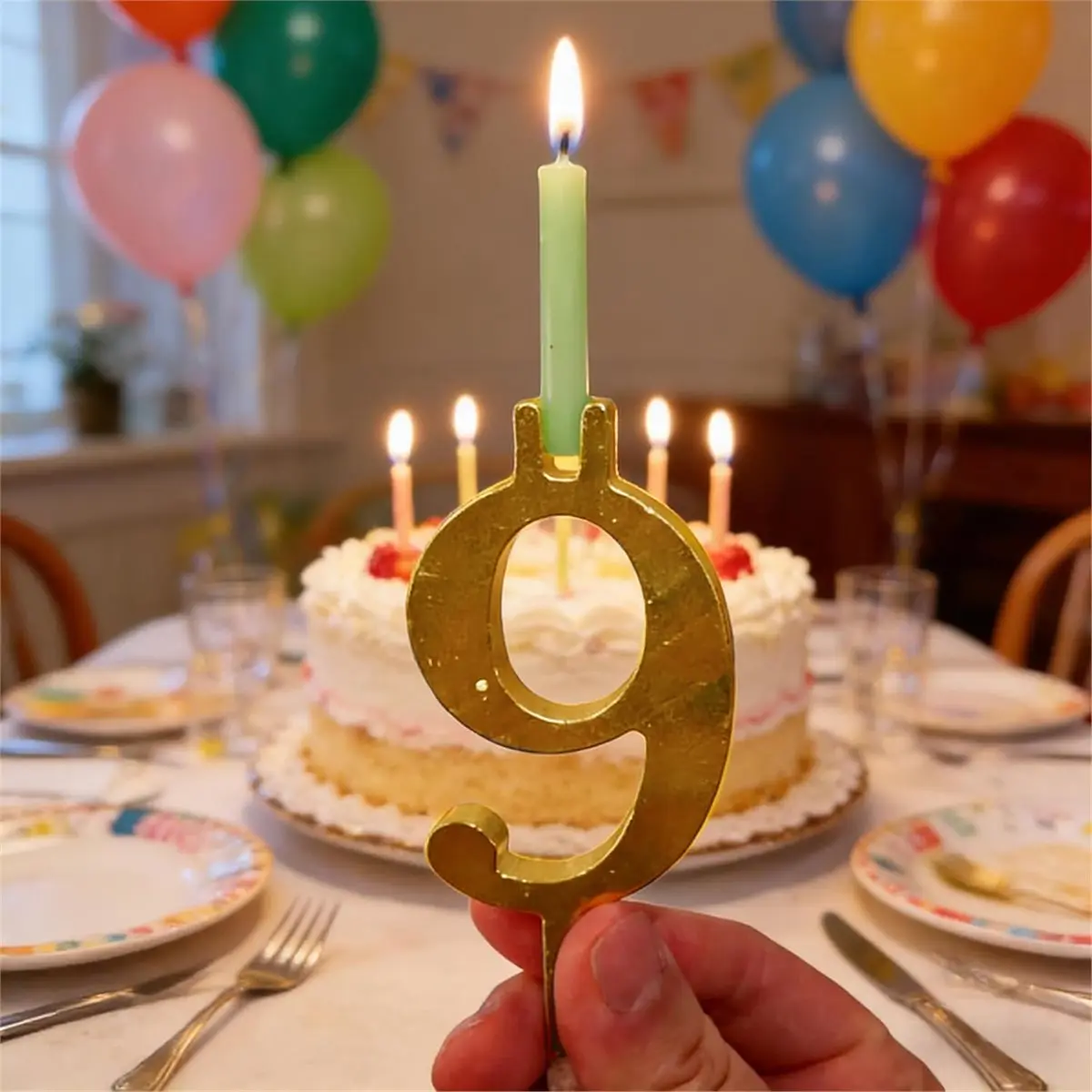 A45I Reusable Number Birthday Candle Holder Set for Cakes, Birthday Cake Topper Decorations,Metal Birthdays Candle Holder